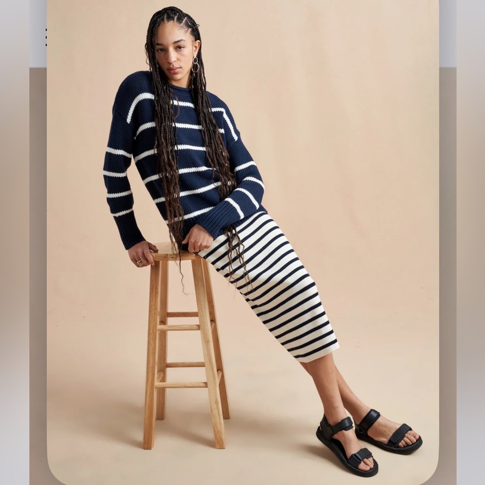 NEW La Ligne Marina Sweater. Navy/Cream. M. NWT - Picture 4 of 8